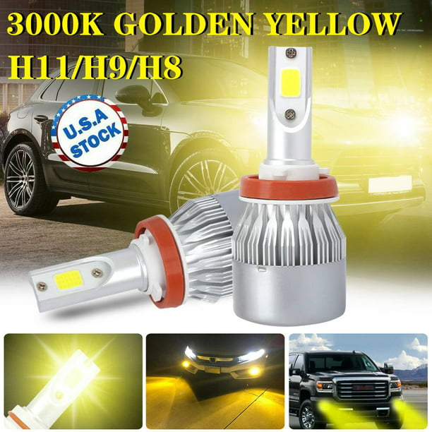 2x H7 CSP CHIP LED Headlight 3000K Golden Yellow Conversion Kits Hi-Lo Beam Bulb